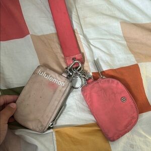 Lululemon Coral and Taupe Pouch Duo Lululemon keychain